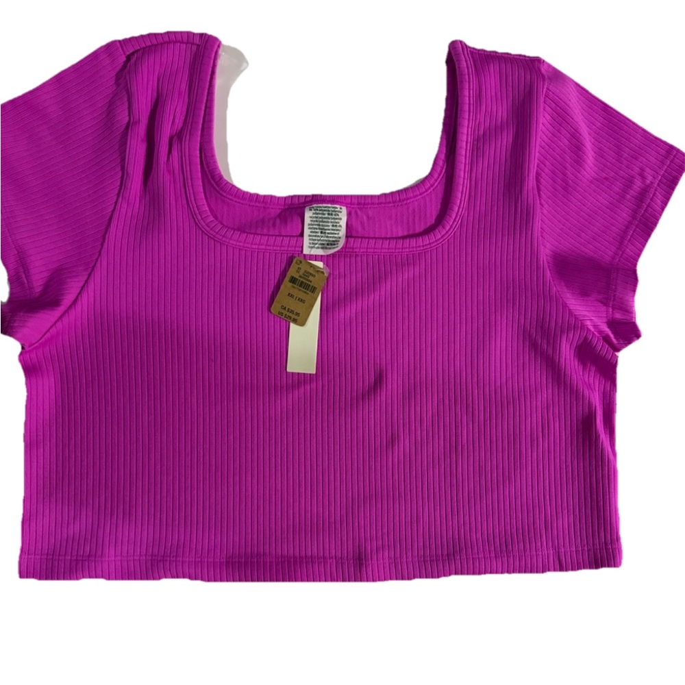Pink Ribbed Crop Top size xxl Active wear New with Tags
